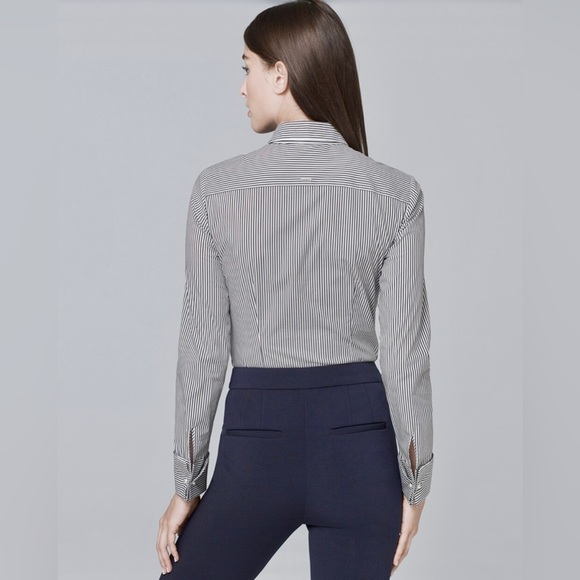 WHBM - Long Sleeve Crisp Poplin Striped Blouse - Picture 8 of 14